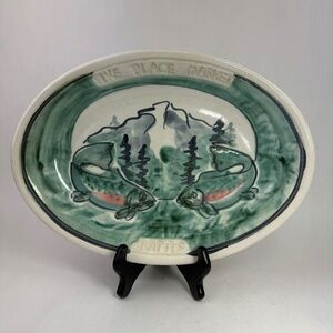 VTG Sally Christopher Pike Place Market Salmon Hand Painted Oval Serving Platter